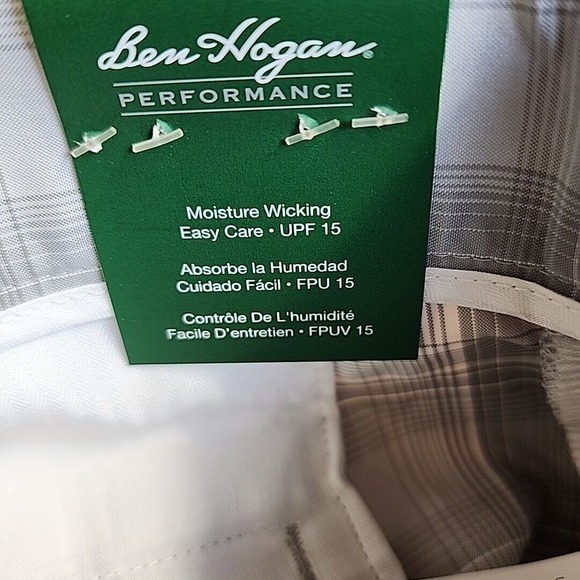 Ben Hogan Performance Golf Shorts Men's 40 Gray Plaid UPF15 Flat Slash Wick NWT - Picture 7 of 12